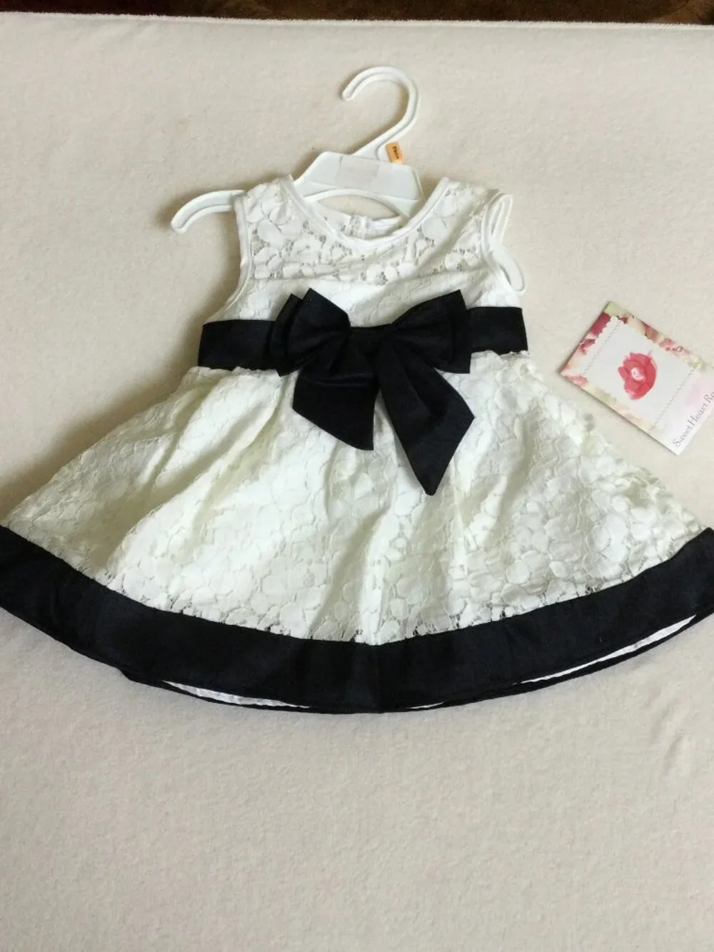 NWT Sweet Heart Rose White/Ivory Lace Special Occasion Baby Dress 12M
